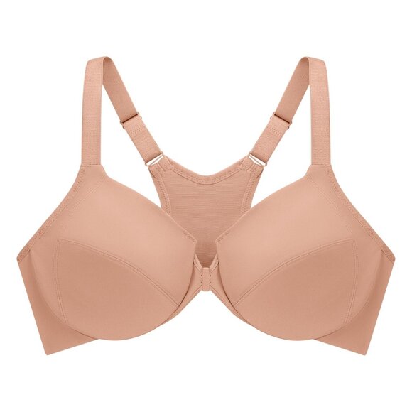 NEW Glamorise Size Front-Closure Smoothing Wonderwire Bra Cappuccino Brown 34C - Picture 3 of 12